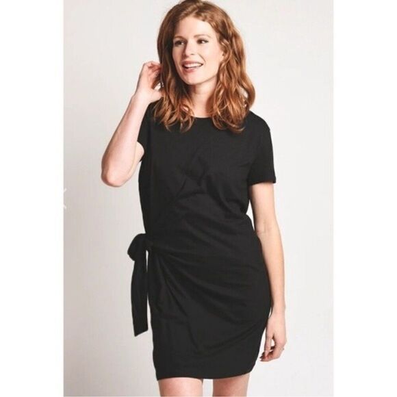 Vince Black Side Tie Lined Cotton Dress Size Small - Picture 2 of 9